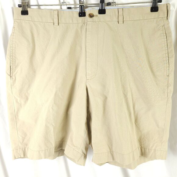 BROOKS BROTHERS Mens Size 40 Supima Cotton Beige Cream Flat Front Chino Shorts - Picture 1 of 6